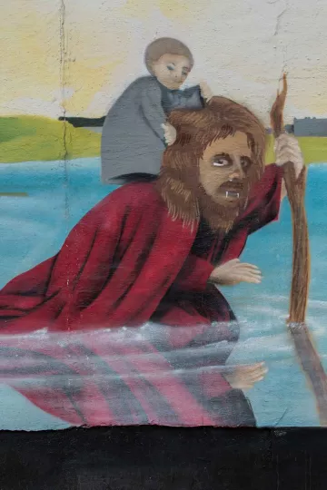 Gemälde an einer Hauswand in der Merseburger Strasse.