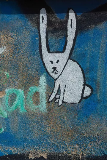 Graffiti an einer Hauswand.