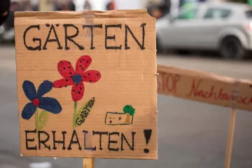 Aufruf zum Erhalt der Nachbarschaftsgärten.